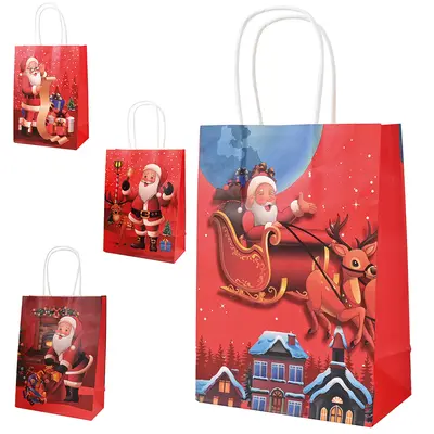 BOLSA SACOLA DE PAPEL PARA PRESENTE SANTA PRINTS DE NATAL 33X25X12CM