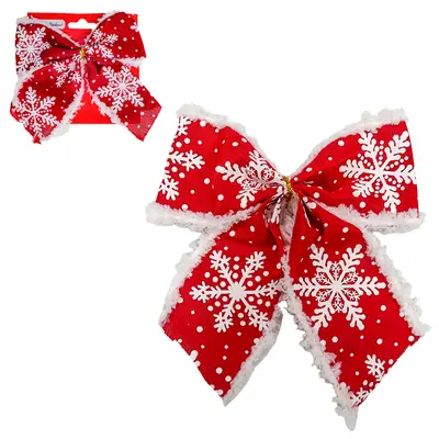LACO VERMELHO COM FLOCOS DE NEVE DE NATAL 17X15CM