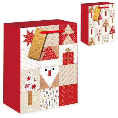 BOLSA SACOLA DE PAPEL ARVORES DE NATAL 32X26X10CM