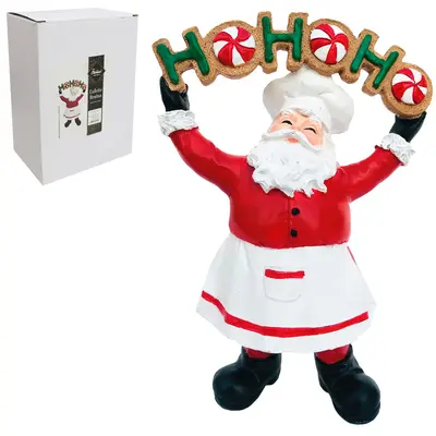 ENFEITE PAPAI NOEL HOHOHO DE RESINA PREMIUM DE NATAL 20,5X15X7,5CM