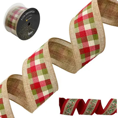 FITA ARAMADO VERMELHO COM XADREZ PREMIUM DE NATAL 6,3X914CM DP PLAY