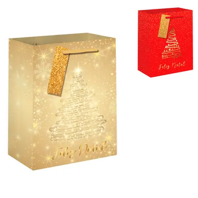 BOLSA SACOLA DE PAPEL ARVORE DE NATAL 23X18X10CM