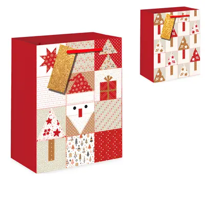 BOLSA SACOLA DE PAPEL ARVORES DE NATAL 23X18X10CM