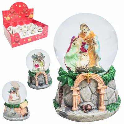 CUPULA DE VIDRO COM PRESEPIO DE RESINA DE NATAL 6,8X4,5CM