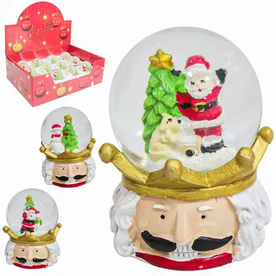 CUPULA DE VIDRO COM PAPAI NOEL DE RESINA CABECA QUEBRA NOZES DE NATAL 6,5X4,5CM