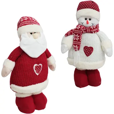 PAPAI NOEL / BONECO DE NEVE EM PE POSE DE PELUCIA TRICO DE NATAL 41CM
