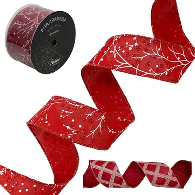 FITA ARAMADO VM COM GLITTER PREMIUM DE NATAL 6,3X914CM DP PLAY