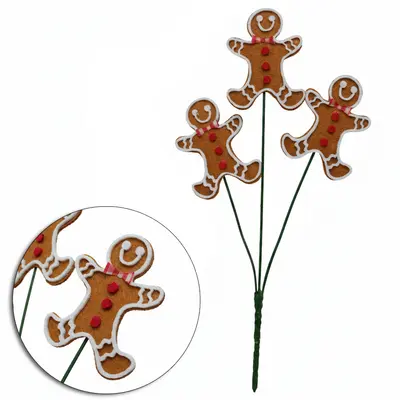 PICK NATALINO COM 3 BISCOITO DE GENGIBRE DE FELTRO 31CM