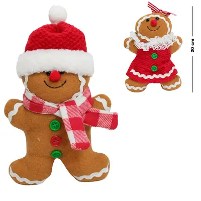 ENFEITE BISCOITO DE GENGIBRE DE PELUCIA DE NATAL 20X12CM