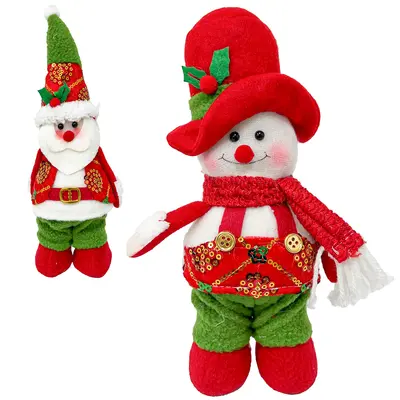 ENFEITE PAPAI NOEL / BONECO DE NEVE EM PE PAETE VM COM LED A BATERIA 22X12CM