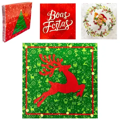 GUARDANAPO DE NATAL COM 20 PECAS 25X25CM