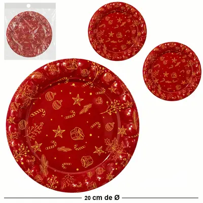 BANDEJA DE PLASTICO REDONDA FIGURAS NATALINA VM 20CM DE Ø COM 3 PECAS
