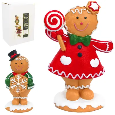 ENFEITE BISCOITO DE GENGIBRE COM DOCE DE RESINA PREMIUM 15,2X10X5,2CM