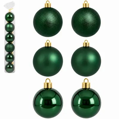 BOLA DE NATAL 7CM DE Ø VERDE MENTA MISTA BRILHO / FOSCA / TEXTURADA PACOTE COM 6 PECAS
