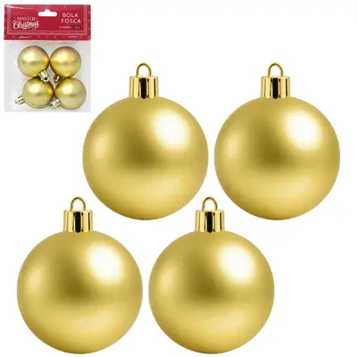 BOLA DE NATAL 4CM DE Ø DOURADA FOSCA COM 4 PECAS WF