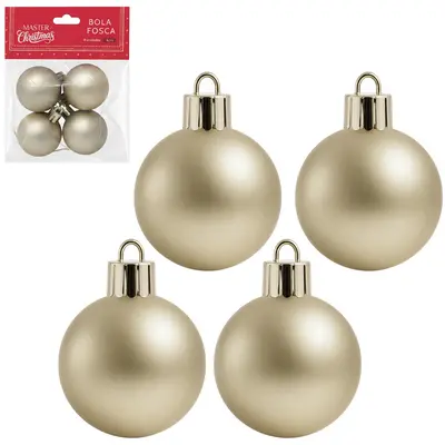 BOLA DE NATAL 4CM DE Ø CHAMPANHE FOSCA COM 4 PECAS WF