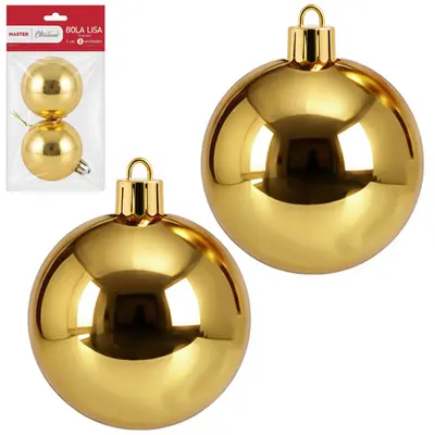 BOLA DE NATAL 6CM DE Ø DOURADA METALIZADA LISA COM 2 PECAS