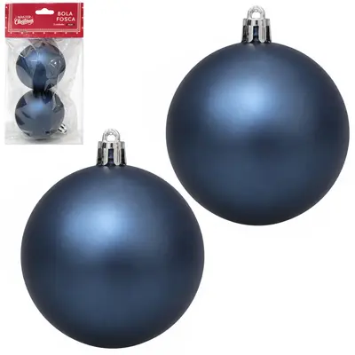 BOLA DE NATAL 6CM DE Ø AZUL MARINHO FOSCA COM 2 PECAS