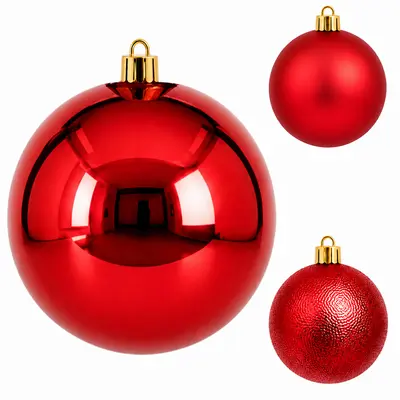 BOLA DE NATAL 10CM DE Ø VERMELHA MISTA BRILHO / FOSCA / TEXTURADA PACOTE COM 1 PECA