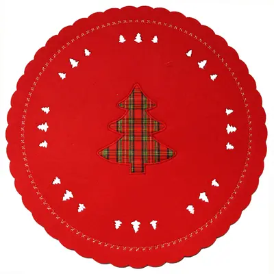 TOALHA LUGAR AMERICANO DE FELTRO REDONDO ARVORE DE NATAL VM 35CM DE Ø