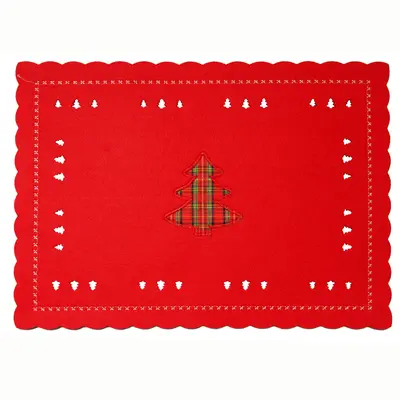 TOALHA LUGAR AMERICANO DE FELTRO RETANGULAR ARVORE DE NATAL VM 40X30CM