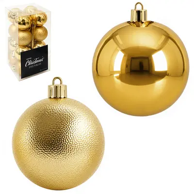 BOLA DE NATAL 3CM DE Ø DOURADA MISTA BRILHO / TEXTURADA 16 PECAS