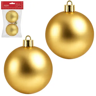 BOLA DE NATAL 6CM DE Ø DOURADA FOSCA COM 2 PECAS