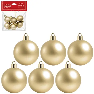 BOLA DE NATAL 3CM DE Ø CHAMPGNE FOSCA COM 6 PECAS