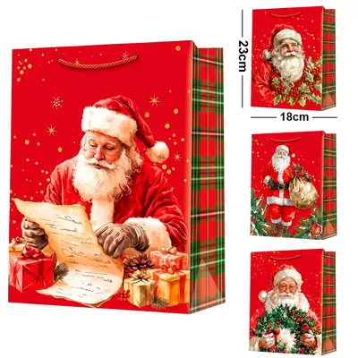 BOLSA SACOLA DE PAPEL PARA PRESENTE PAPAI NOEL 23X18X10CM