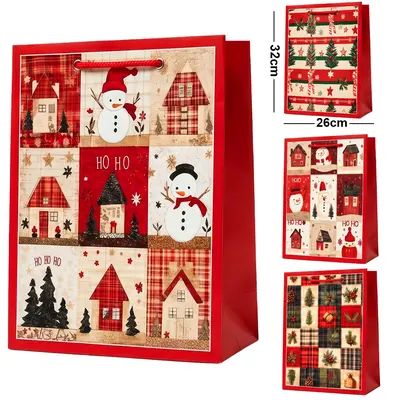 BOLSA SACOLA DE PAPEL FIGURAS NATALINA 32X26X10CM