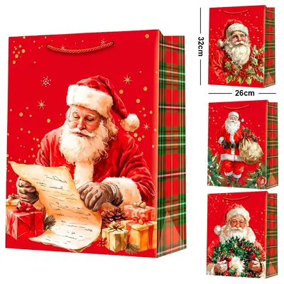 BOLSA SACOLA DE PAPEL PARA PRESENTE PAPAI NOEL 32X26X10CM