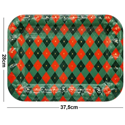 BANDEJA DE PLASTICO RETANGULAR XADREZ 37,5X28CM