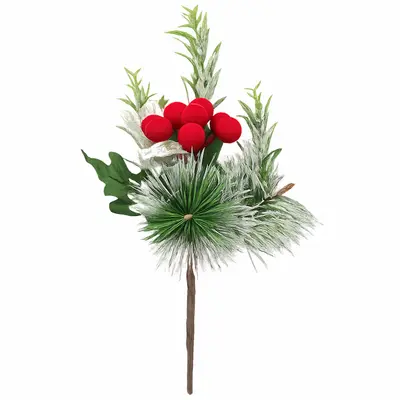 PICK NATALINO AZEVINHOS / FOLHA NEVADA COM BOLAS VM 23CM