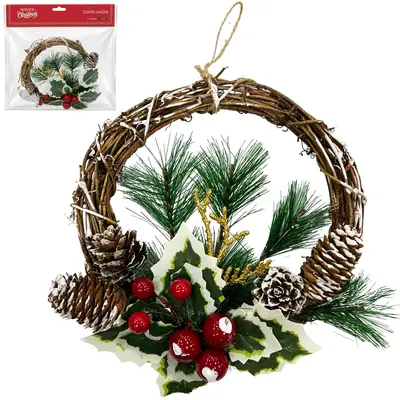 GUIRLANDA SISAL COM PINHA + FRUTAS 18CM DE Ø