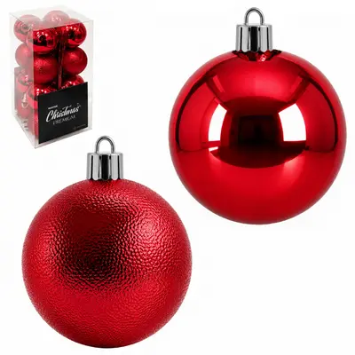 BOLA DE NATAL 3CM DE Ø VERMELHA MISTA BRILHO / TEXTURADA 16 PECAS