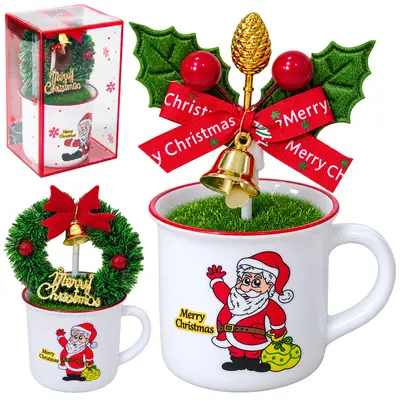 ENFEITE CANECA AGATA COM GUIRLANDA / LACO SINO DE NATAL 10,5X6,7X5,8CM
