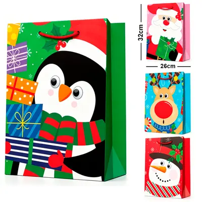 BOLSA SACOLA DE PAPEL FIGURA NATALINA 32X26X10CM