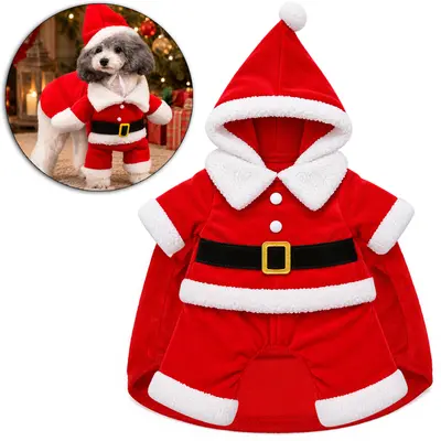 ROUPA PAPAI NOEL COM GORRO PARA PETS 29X22CM