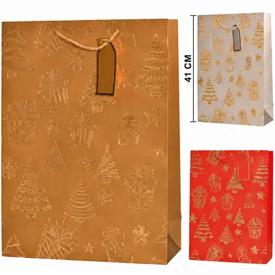 BOLSA SACOLA DE PAPEL PARA PRESENTE 41X30X12CM