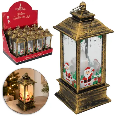 VELA DECORATIVA ELETRONICA DE LED LAMPARINA VINTAGE PAPAI NOEL A BATERIA 13X5,4X5,4CM