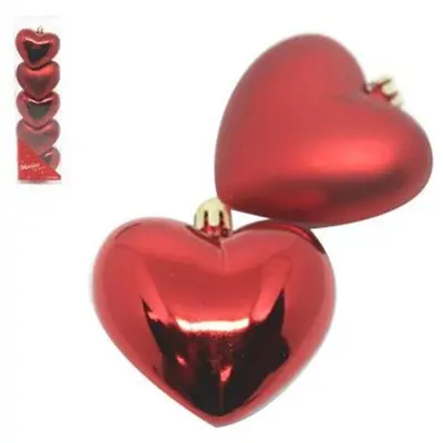 PENDENTE CORACAO VERMELHO DE NATAL COM 5 PECAS 6CM