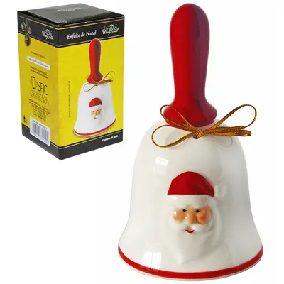 ENFEITE PENDURAR SINO DE PORCELANA DE NATAL 13X7X7CM NA CAIXA