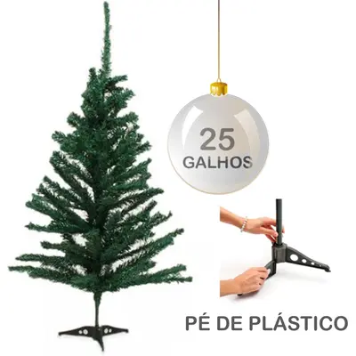 ARVORE DE NATAL 30CM VERDE COM 25 GALHOS E PE DE PLASTICO