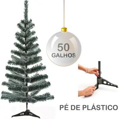 ARVORE DE NATAL 60CM COM NEVE + 50 GALHOS E PE DE PLASTICO