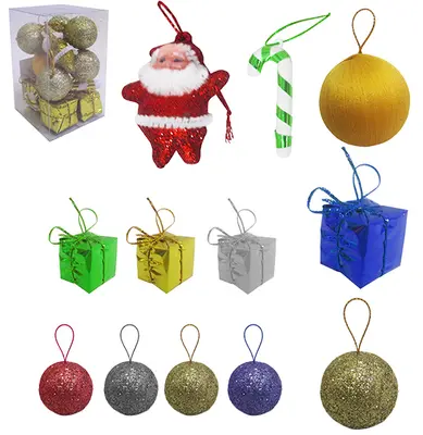ENFEITE MISTO COLORS DE NATAL COM 12 PECAS NA CAIXA DE PVC