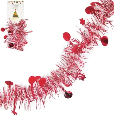 FESTAO VERMELHO NEVADO BOLINHAS E ESTRELAS DE NATAL 6X150CM