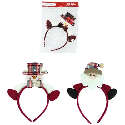 TIARA DE NATAL COM BONECO DE PELUCIA SORTIDOS 22X18CM NA SOLAPA