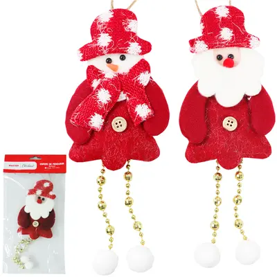 ENFEITE PENDURAR PAPAI NOEL / BONECO DE NEVE COM PERNAS CORDAO DE NATAL 20X8CM NA SOLAPA