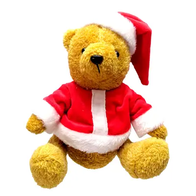 ENFEITE PENDURAR URSO COM ROUPA + GORRO DE PAPAI NOEL DE NATAL 19X18CM
