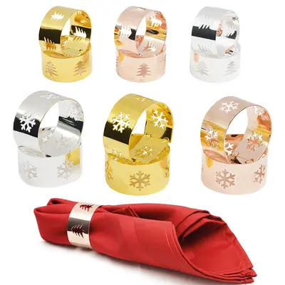 ANEL PORTA GUARDANAPO REDONDO DE METAL METALIZADO DE NATAL COM 2 PECAS 2,5X5CM DE Ø